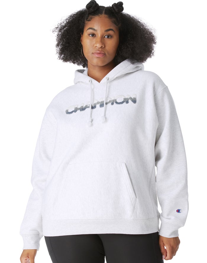 Champion Plus Reverse Weave Ombre Chenille Applique - Naisten Harmaat Huppari - Suomi 9764815-CX